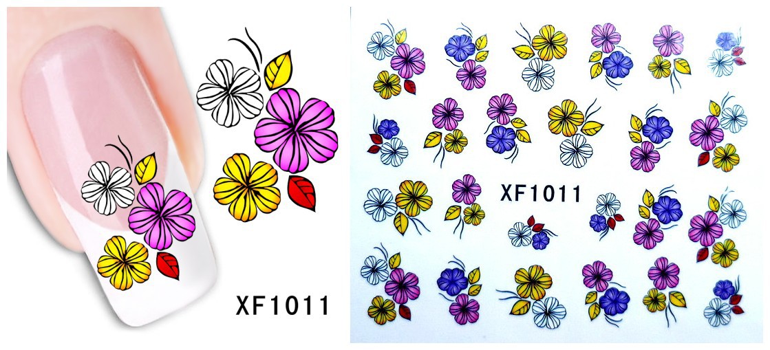 XF1007-1012 Flower Water Nail Sticker