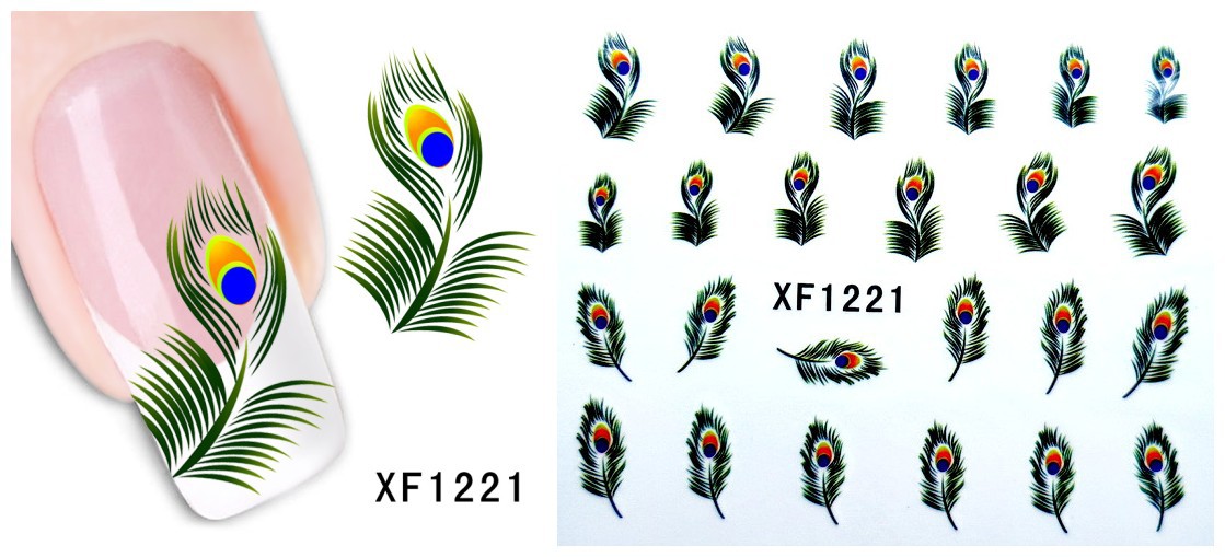 XF1217-1222 Butterfly And Feather Water Nail Sticker