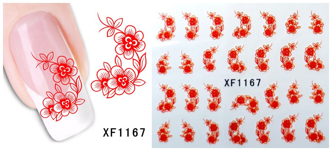 XF1163-1168 Flower Water Nail Sticker