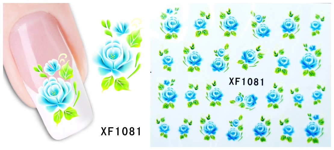 XF1079-1084 Flower Water Nail Sticker