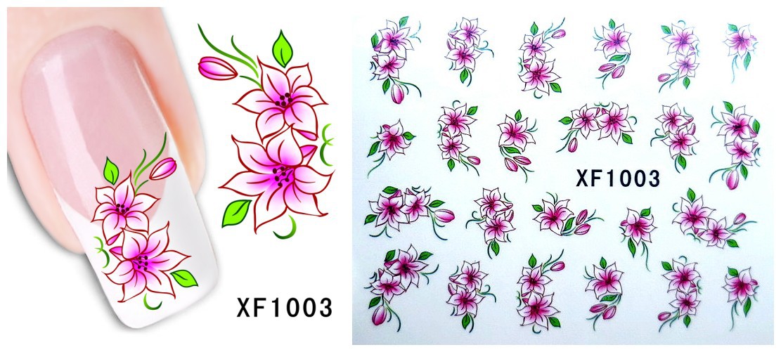 XF1001-1006 Flower Water Nail Sticker