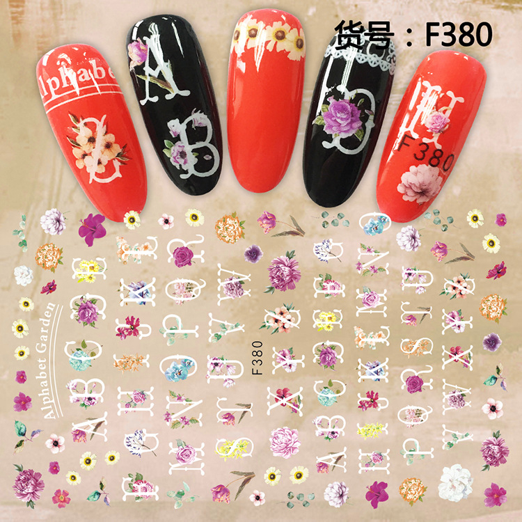 F380 DIY Design 3D Self Adhesive Letter Nail Art Sticker