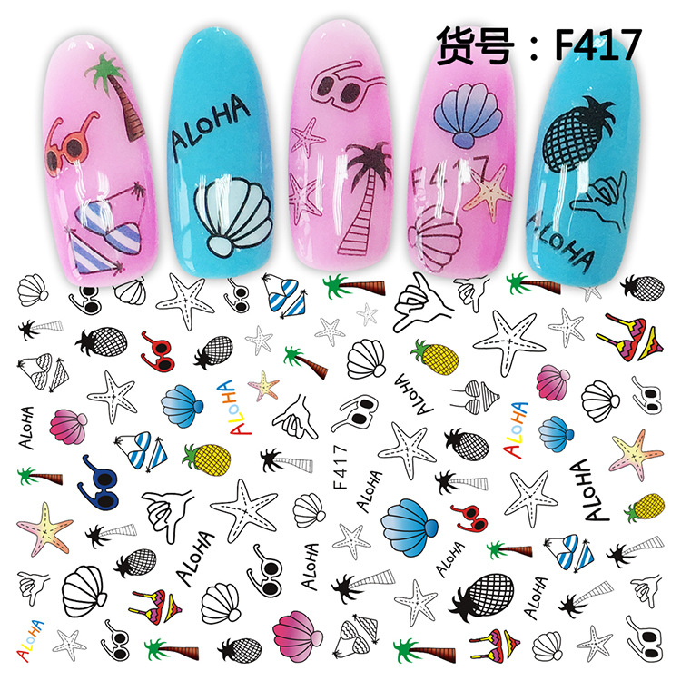 F417 DIY Design 3D Self Adhesive Summer Nail Art Sticker