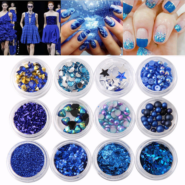 Royal Blue Nail Sequin Decoration Set