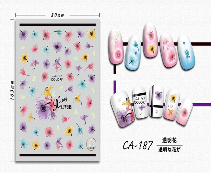 CA-187 3D Transparent Flower Nail Sticker