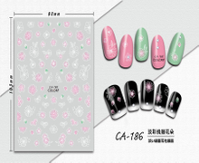 CA-186 3D Light Color Line Drawing Flowers Nail Sticker