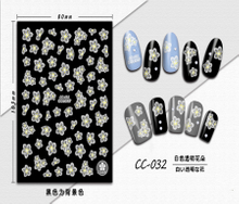 CC-032 3D White Transparent Flower Nail Sticker