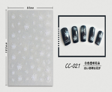 CC-021 3D White Transparent Flower Nail Sticker