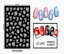CC-045 3D White Transparent Flower Nail Sticker