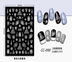 CC-048 3D White Transparent Christmas Nail Sticker