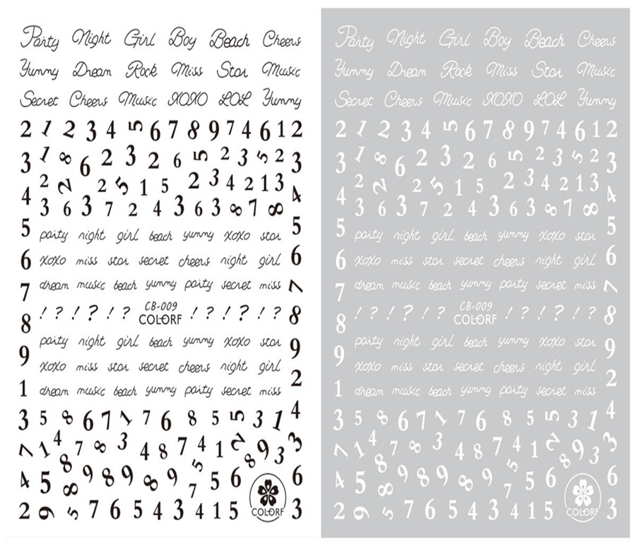 CB-009 3D Number Nail Art Sticker