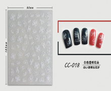 CC-018 3D White Transparent Flower Nail Sticker