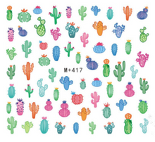 M+413-419 Cactus And Flamingo Water Nail Sticker 