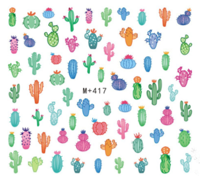 M+413-419 Cactus And Flamingo Water Nail Sticker 