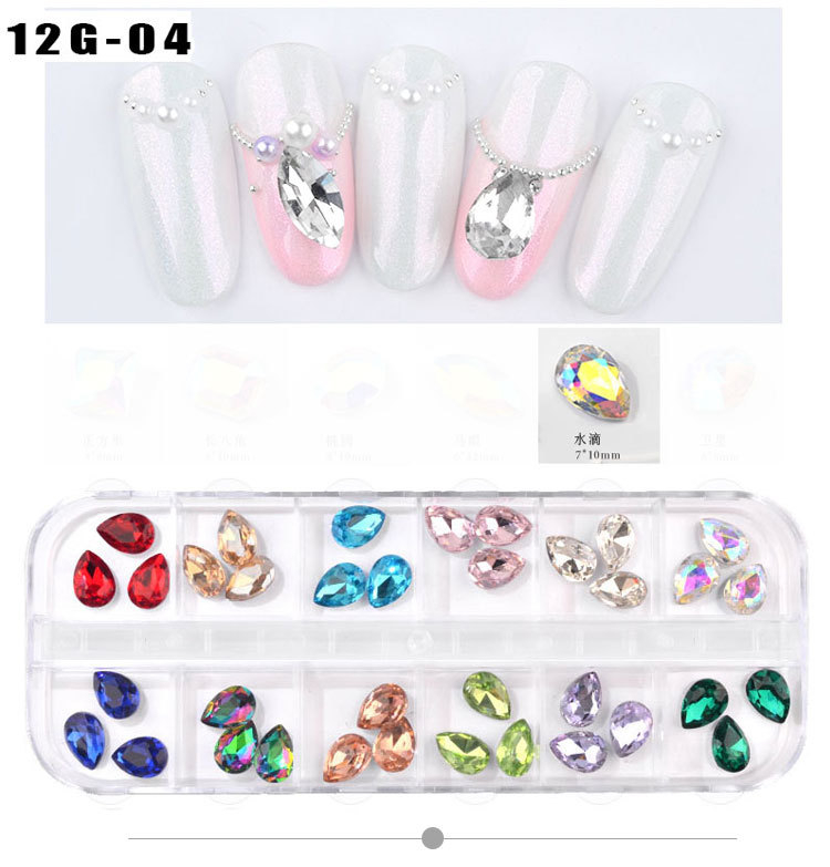 Water Drop Nail Rhinestones in Box