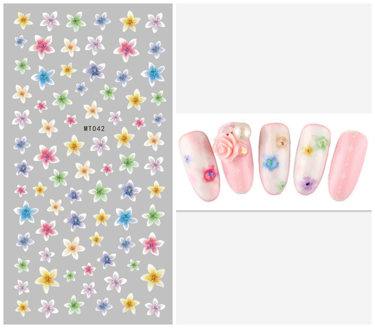 MT039-046 3D Flower Series Nail Art Sticker