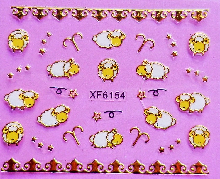 XF6153-6158 3D Gold Metal Nail Art Sticker 