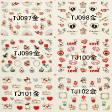 TJ097-108 3D Gold Love Nail Art Sticker 