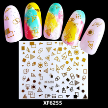 XF6255 3D Gold Metal Nail Art Sticker 