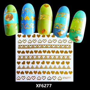 XF6277 3D Gold Metal Nail Art Sticker 