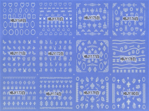 HBJY169-180 3D White Nail Art Sticker 