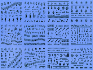 HBJY193-204 3D Black Musical Note Nail Art Sticker 