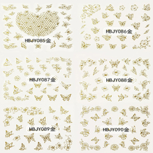 HBJY085-096 3D Gold Butterfly Nail Art Sticker 