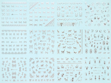 HBJY205-216 3D Silver Bow And Cat Nail Art Sticker 