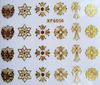 XF6055-6060 3D Gold Metal Nail Art Sticker 