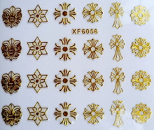 XF6055-6060 3D Gold Metal Nail Art Sticker 