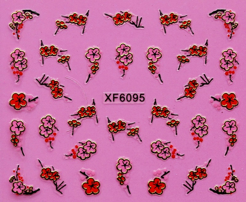 XF6094-6099 3D Gold Metal Nail Art Sticker 