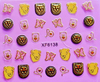XF6135-6140 3D Gold Metal Nail Art Sticker 
