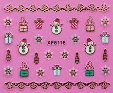XF6118-6122 3D Gold Metal Nail Art Sticker 
