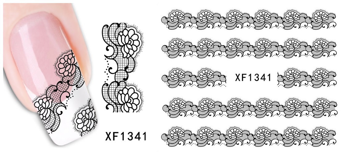 XF1337-1342 Lace Water Nail Sticker