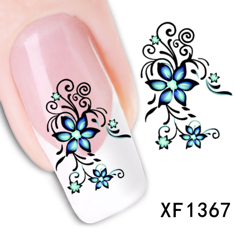 XF1367-1371 Flower Water Nail Sticker