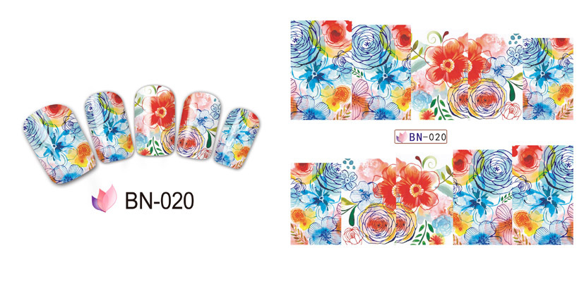 BN019-024 Flower Water Nail Sticker