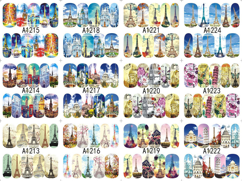 A1213-1224 Tower Water Nail Sticker