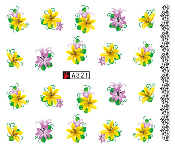 A319-324 Flowers And Butterflies Water Nail Sticker