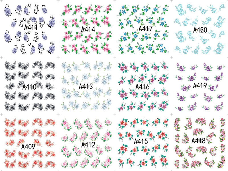 A409-420 Flower Water Nail Sticker