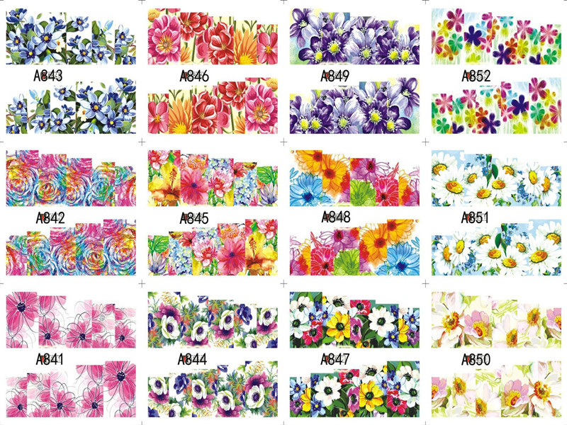 A841-852 Flower Water Nail Sticker