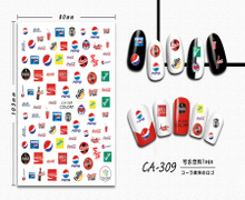 CA-309 3D Cola Drink Logo Nail Sticker