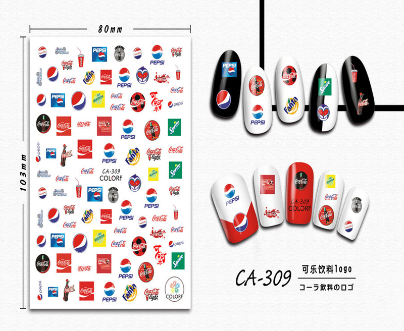 CA-309 3D Cola Drink Logo Nail Sticker