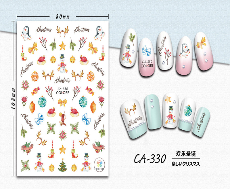 CA-330 3D Happy Christmas Nail Sticker