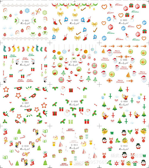 G001-012 Christmas Water Nail Sticker (big)
