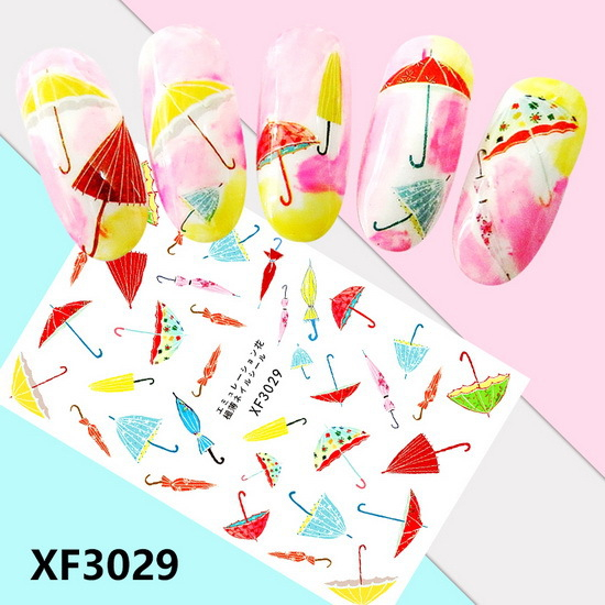 XF3029 3D Self Adhesive Umbrella Nail Art Sticker 