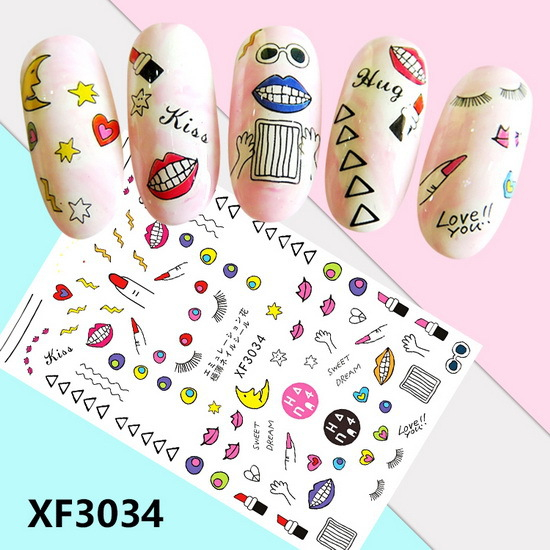 XF3034 3D Self Adhesive Cosmetic Nail Sticker 