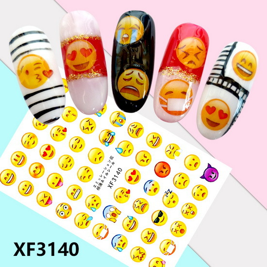 XF3140 3D Self Adhesive Emoji Nail Sticker 