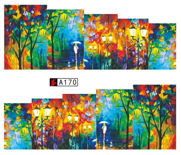 A169-174 Abstract Painting Water Nail Sticker