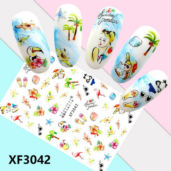 XF3042 3D Self Adhesive Summer Nail Sticker 