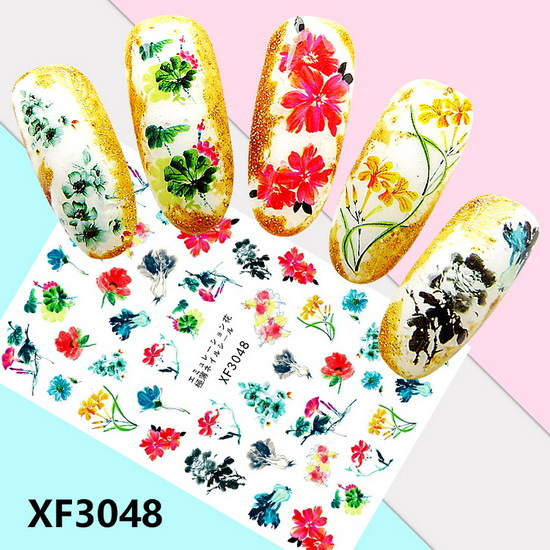 XF3048 3D Self Adhesive Flower Nail Sticker 